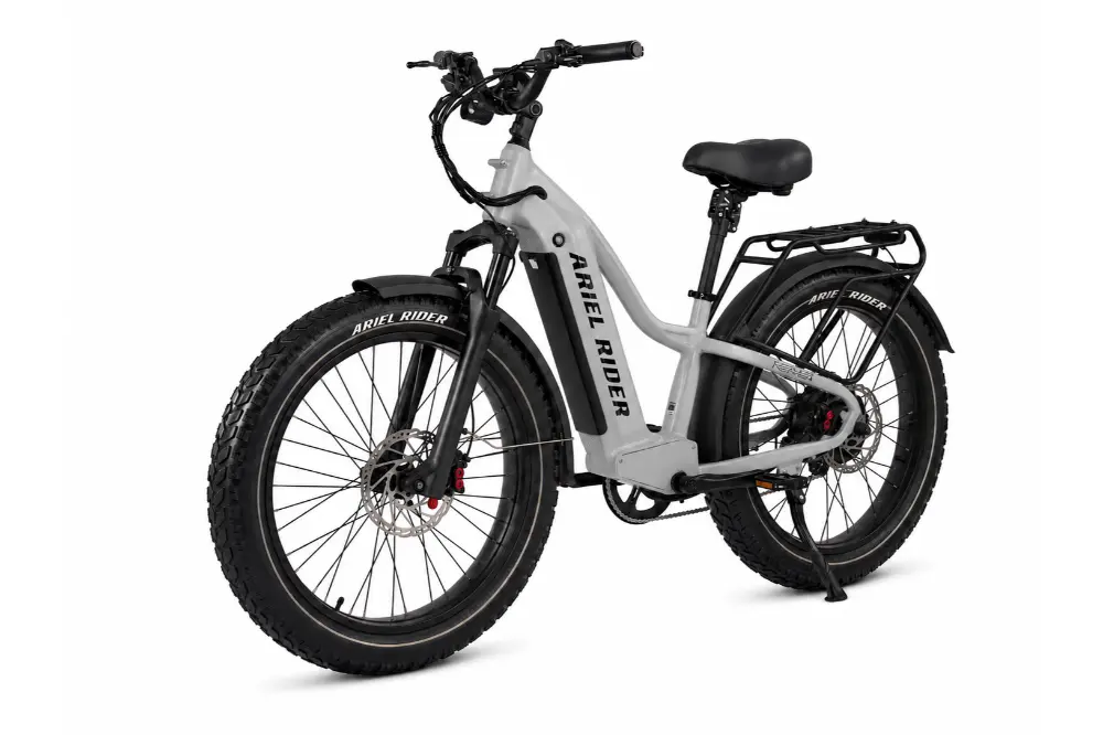 Ariel Rider Kepler 52V electric fat-tire e-bike in Gray, high-step frame, studio photo 3 of 4