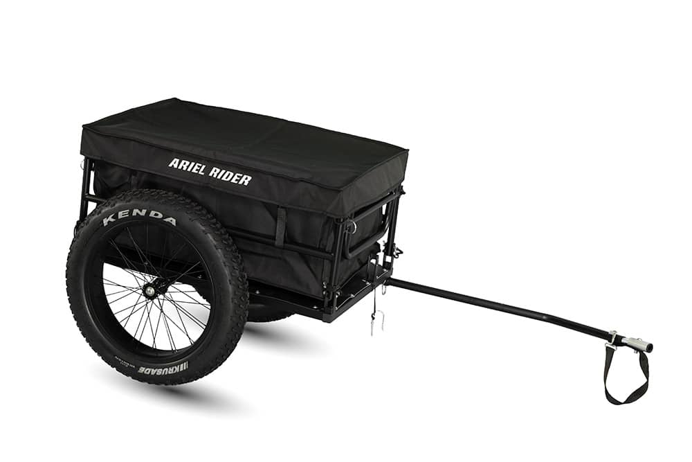 Ariel Rider cargo trailer with closed black top, side profile on white background.