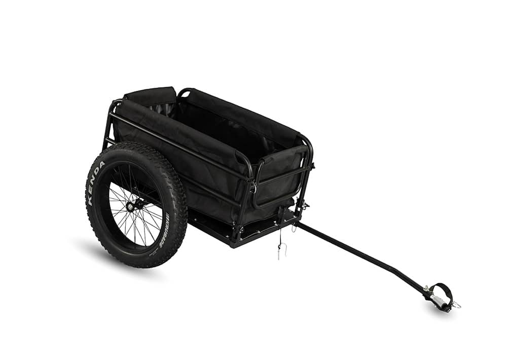 Ariel Rider cargo trailer without the top cover, showing open cargo basin.
