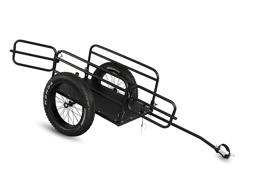 Ariel Rider cargo trailer with both side gates opened for loading.