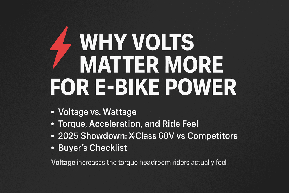 Hero image featuring the Ariel Rider X-Class 60V e-bike under studio lighting with dark background and text highlighting ‘The 60V E-Bike Benchmark for 2025,’ representing torque, acceleration, and real-world performance comparison.