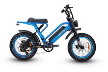 Load image into Gallery viewer, Ariel Rider Ebikes - Blue color X-Class 52V Step-thru fat tire electric bike from the side on a white background