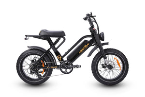 Ariel Rider Ebikes - Black color X-Class 52V Step-thru fat tire electric bike from the side on a white background