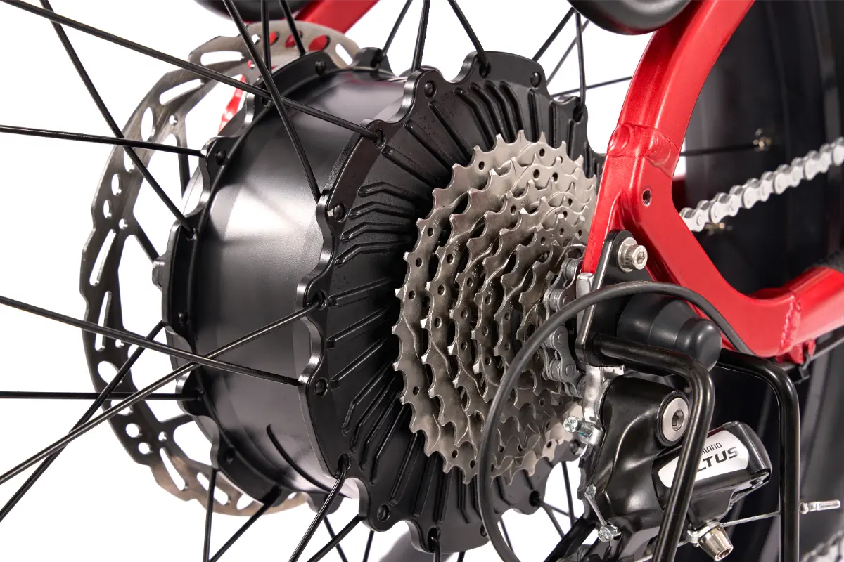 Rear hub motor and 8-speed cassette on the Ariel Rider Kepler.