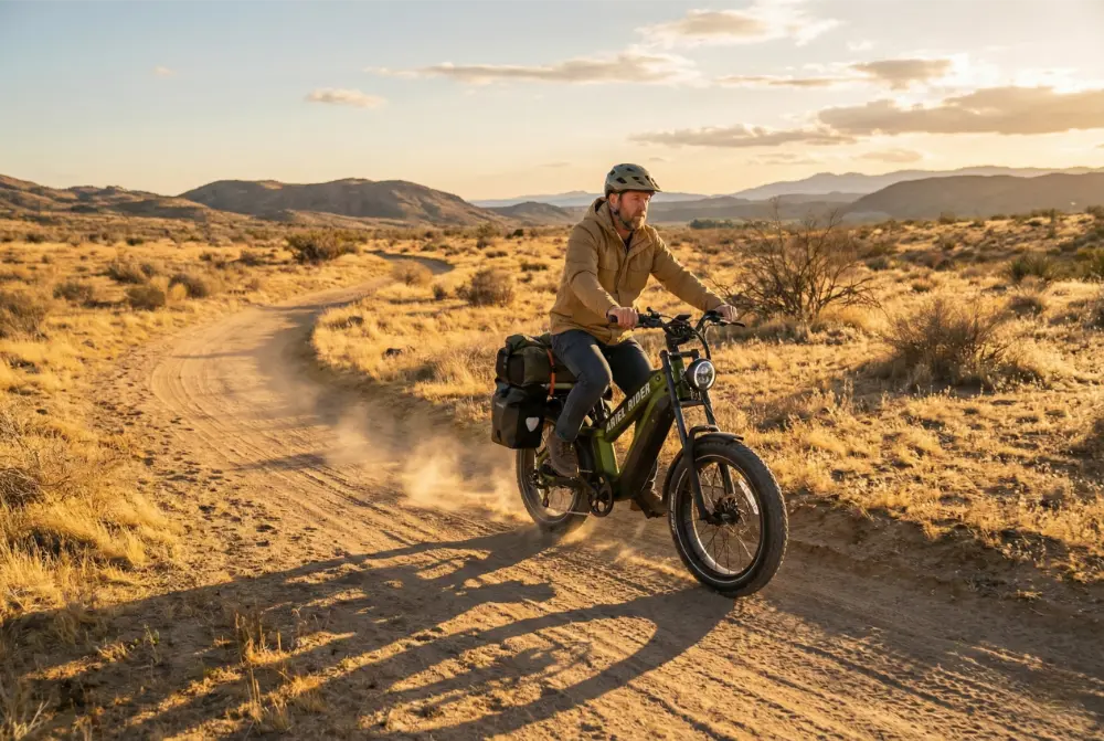 E-bike riding on terrain
