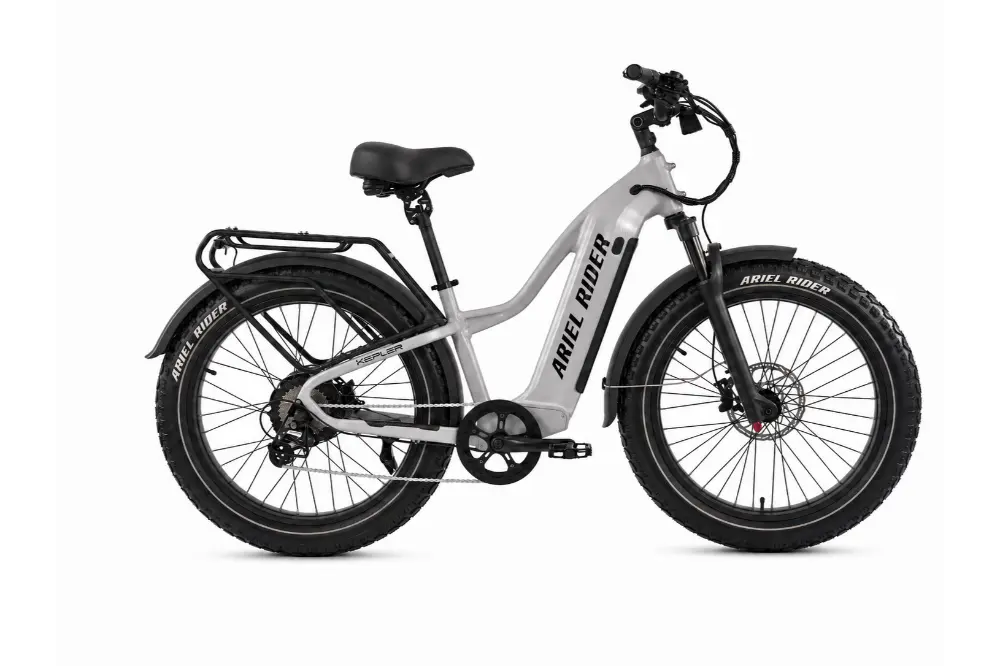 Ariel Rider Kepler 52V electric fat-tire e-bike in Gray, high-step frame, studio photo 1 of 4
