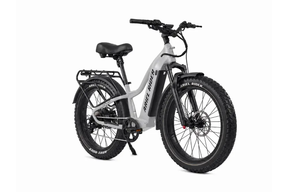 Ariel Rider Kepler 52V electric fat-tire e-bike in Gray, high-step frame, studio photo 2 of 4