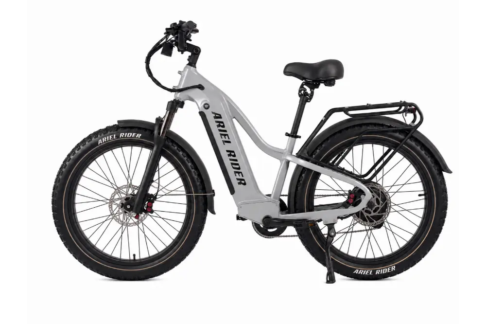 Ariel Rider Kepler 52V electric fat-tire e-bike in Gray, high-step frame, studio photo 4 of 4