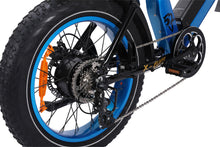 Load image into Gallery viewer, rear tire view of ariel rider ebikes X-Class 52V fat tire electric bike, blue color