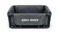Front view of gray Ariel Rider Cargo Basket Liner installed in a black cargo basket