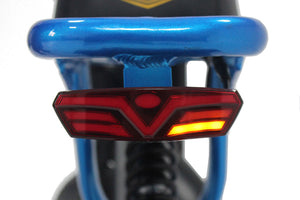 Detailed view of X-Class 52V Ebike with a red turn signal light