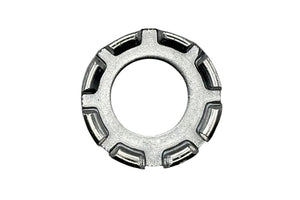 Durable bicycle spoke wrench made of hardened steel, featuring textured edges for a secure grip during wheel maintenance.