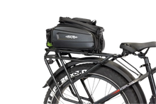 Load image into Gallery viewer, Quick-release bicycle rear rack bag with Velcro straps, allowing easy attachment and removal.