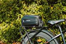 Load image into Gallery viewer, Stylish e-bike rear rack bag with a modern design, complementing the aesthetics of your bicycle.