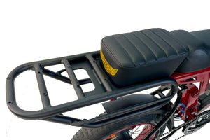 Versatile cargo rack for electric bikes, suitable for mounting baskets, panniers, and other storage solutions.