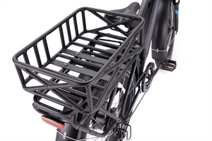 Versatile e-bike cargo basket compatible with front and rear racks for flexible cargo solutions