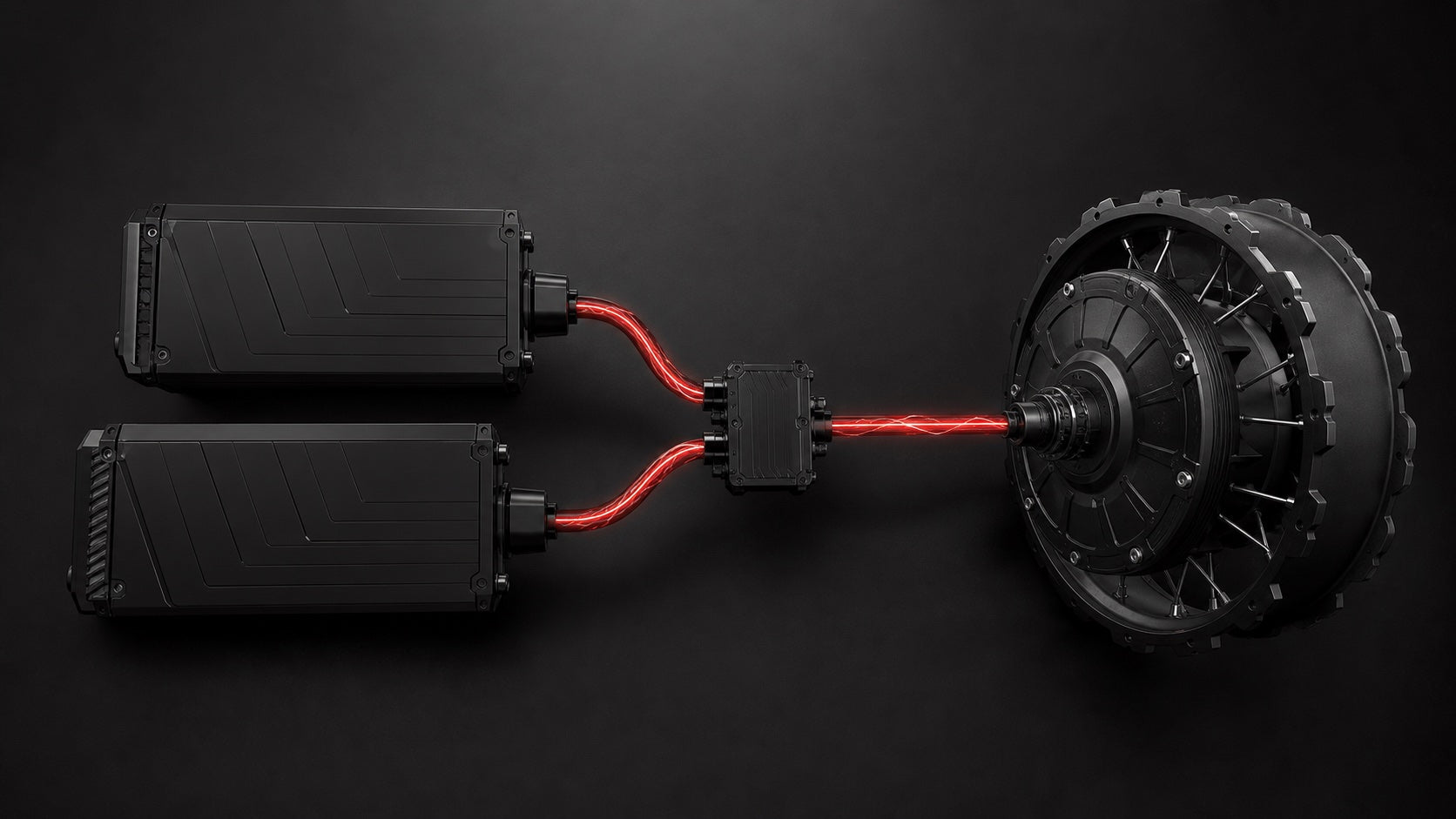 Conceptual dual-battery performance system power-flow visualization